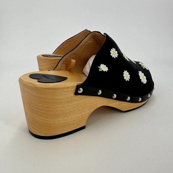 Sleeper Black Daisy Matilda Shearling Silk/Wooden Clog sz 40/US 9-9.5 NWOT NEW - Picture 7 of 10